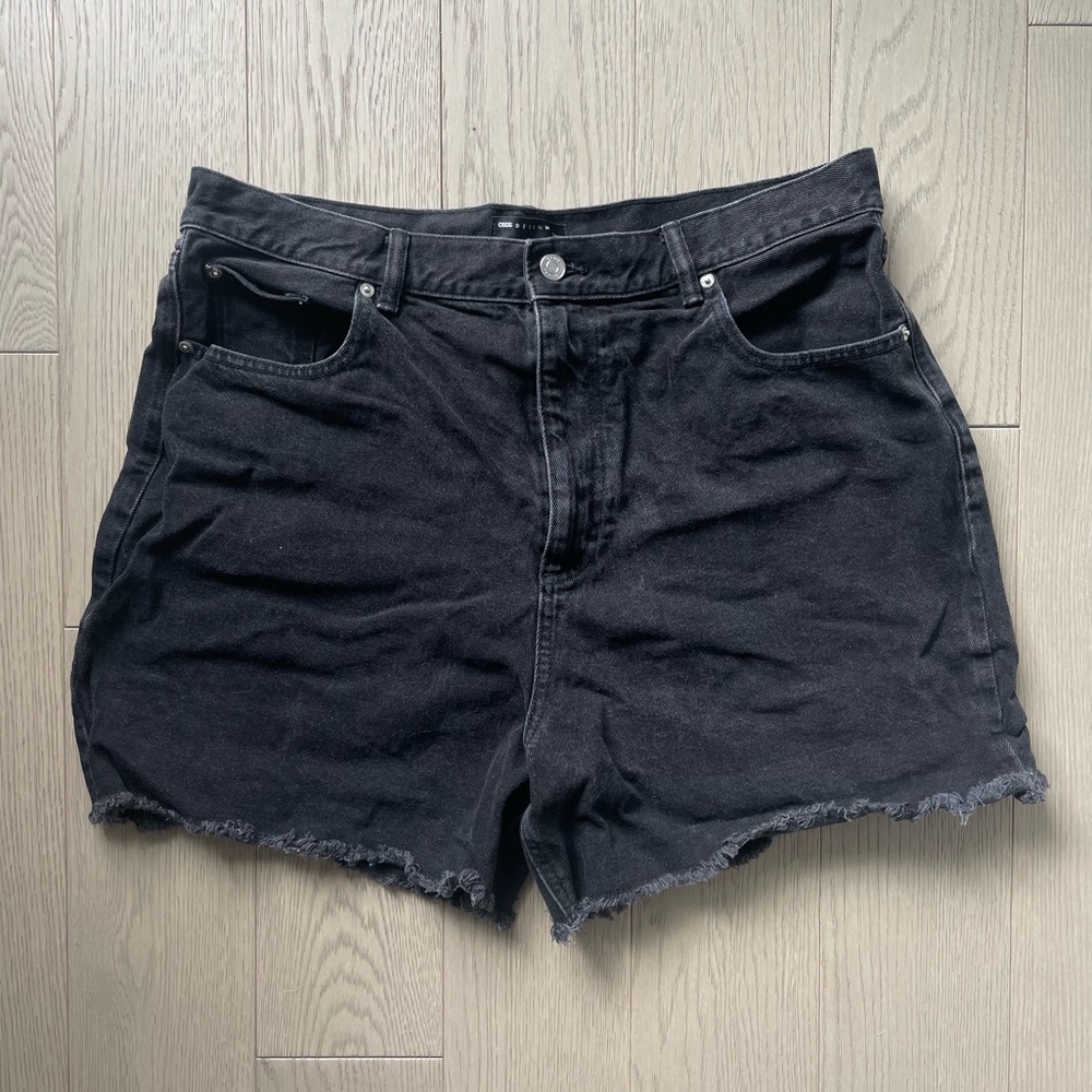 ASOS Black Jean Shorts Cut-Off Style